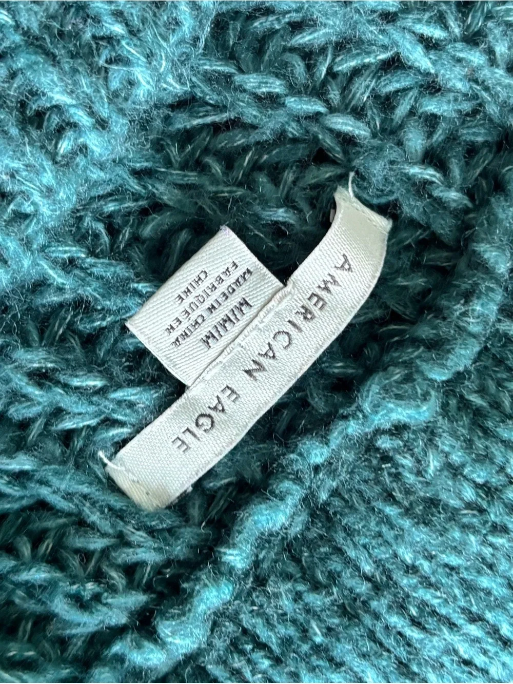American Eagle Outfitters Teal Green Scoop-Neck Chunky Knit Sweater